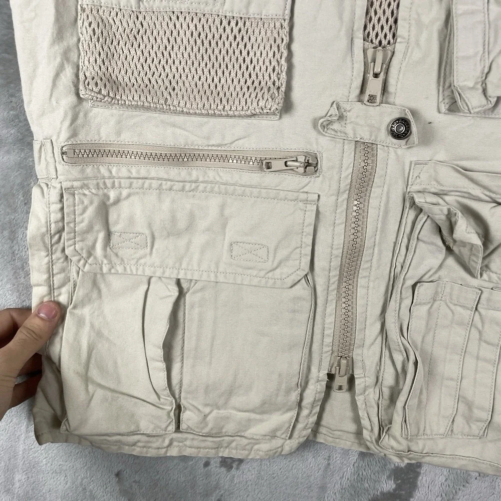 Vintage Banana Republic Safari Vest Mens XS Tan Utility Multi Pocket Fishing 90s